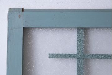 アンティーク建具　昭和初期　色ガラス・当時物ダイヤガラス入り!　シャビーな雰囲気が可愛いらしいペイントガラス戸2枚セット(2)