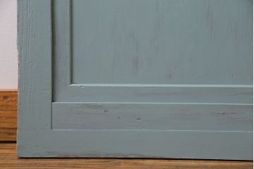 アンティーク建具　昭和初期　色ガラス・当時物ダイヤガラス入り!　シャビーな雰囲気が可愛いらしいペイントガラス戸2枚セット(2)