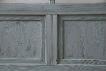 アンティーク建具　昭和初期　色ガラス・当時物ダイヤガラス入り!　シャビーな雰囲気が可愛いらしいペイントガラス戸2枚セット(2)