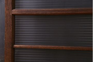 昭和レトロ　明るい木味のモールガラス入りガラス戸2枚セット(引き戸)