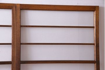 昭和レトロ　明るい木味のモールガラス入りガラス戸2枚セット(引き戸)