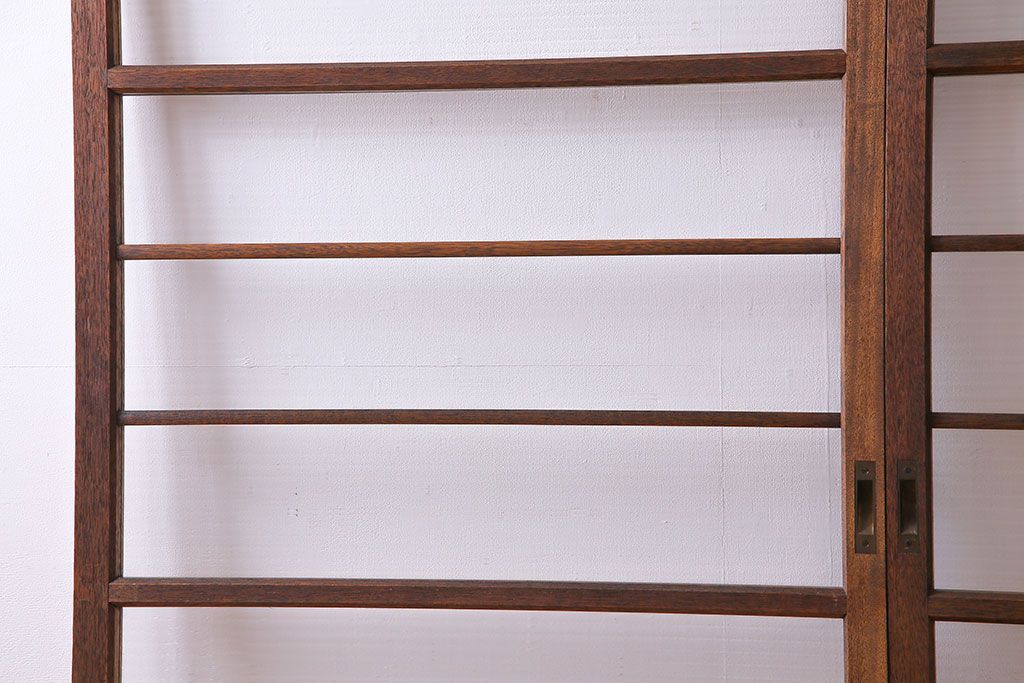 昭和レトロ　明るい木味のモールガラス入りガラス戸2枚セット(引き戸)