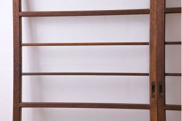 昭和レトロ　明るい木味のモールガラス入りガラス戸2枚セット(引き戸)