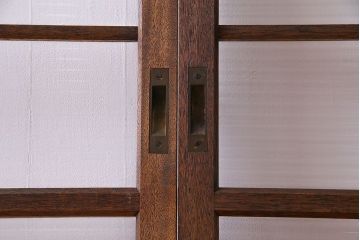 昭和レトロ　明るい木味のモールガラス入りガラス戸2枚セット(引き戸)