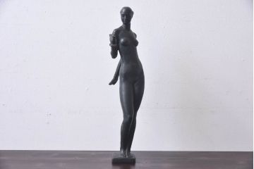アンティーク雑貨　昭和期　藤井浩祐作　共箱付き　青銅女身像「平和」(ブロンズ像)
