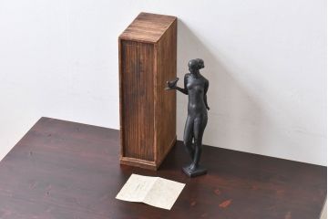 アンティーク雑貨　昭和期　藤井浩祐作　共箱付き　青銅女身像「平和」(ブロンズ像)