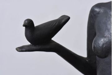 アンティーク雑貨　昭和期　藤井浩祐作　共箱付き　青銅女身像「平和」(ブロンズ像)