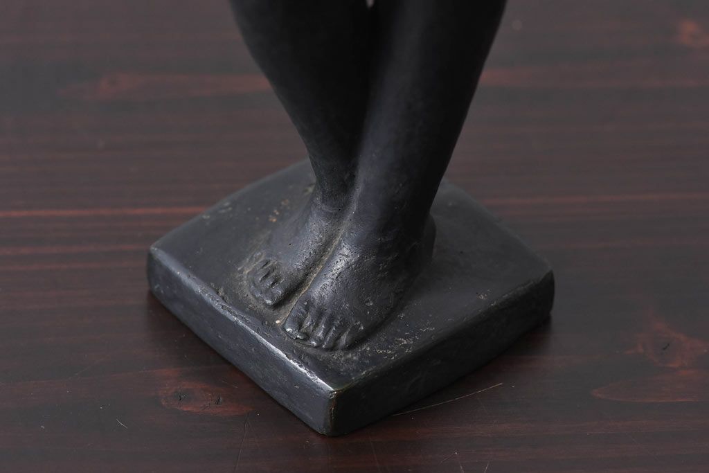 アンティーク雑貨　昭和期　藤井浩祐作　共箱付き　青銅女身像「平和」(ブロンズ像)