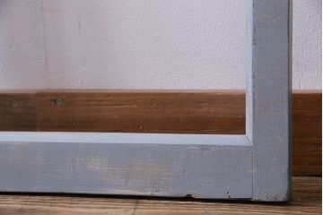 昭和レトロ　色ガラスがアクセントのペイントガラス戸(窓)2枚セット(2)