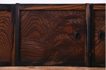高級品!　ケヤキ玉杢・黒柿　総無垢材　贅沢な作りの板戸(引き戸、引違戸)4枚セット