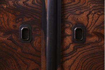 高級品!　ケヤキ玉杢・黒柿　総無垢材　贅沢な作りの板戸(引き戸、引違戸)4枚セット