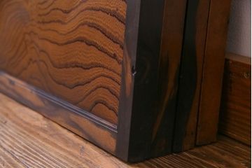 高級品!　ケヤキ玉杢・黒柿　総無垢材　贅沢な作りの板戸(引き戸、引違戸)4枚セット