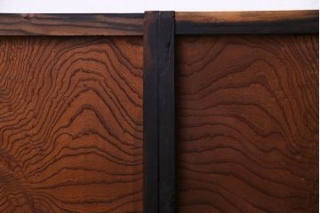 高級品!　ケヤキ玉杢・黒柿　総無垢材　贅沢な作りの板戸(引き戸、引違戸)4枚セット
