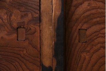 高級品!　ケヤキ玉杢・黒柿　総無垢材　贅沢な作りの板戸(引き戸、引違戸)4枚セット