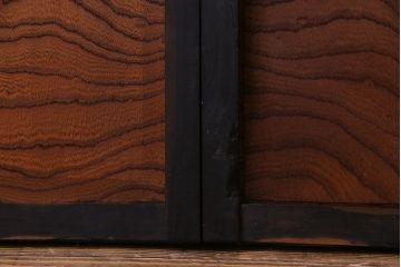 高級品!　ケヤキ玉杢・黒柿　総無垢材　贅沢な作りの板戸(引き戸、引違戸)4枚セット