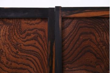 高級品!　ケヤキ玉杢・黒柿　総無垢材　贅沢な作りの板戸(引き戸、引違戸)4枚セット