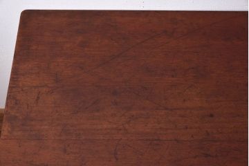 リメイク　ラワン材使用の昭和レトロな鉄脚テーブル(机、在宅ワーク、在宅用デスク、作業台)