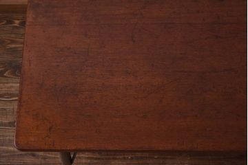 リメイク　ラワン材使用の昭和レトロな鉄脚テーブル(机、在宅ワーク、在宅用デスク、作業台)