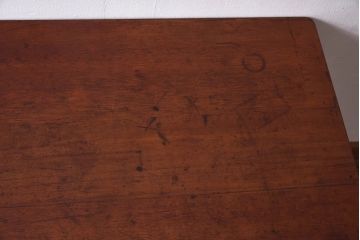 リメイク　ラワン材使用の昭和レトロな鉄脚テーブル(机、在宅ワーク、在宅用デスク、作業台)