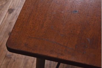 リメイク　ラワン材使用の昭和レトロな鉄脚テーブル(机、在宅ワーク、在宅用デスク、作業台)