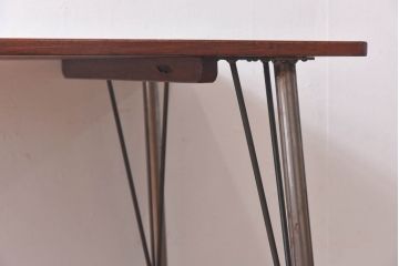 リメイク　ラワン材使用の昭和レトロな鉄脚テーブル(机、在宅ワーク、在宅用デスク、作業台)