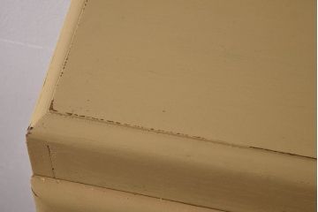 アンティーク家具　イギリスアンティーク　扉のデザインが愛らしい小振りなリペイントキャビネット(収納棚、陳列棚)