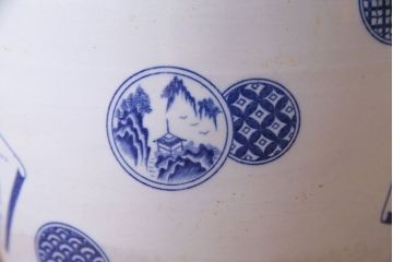 アンティーク雑貨　昭和期　山水図　和の雰囲気漂う瀬戸火鉢(鉢カバー)(1)