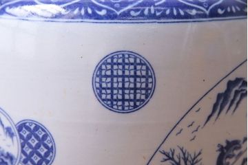 アンティーク雑貨　昭和期　山水図　和の雰囲気漂う瀬戸火鉢(鉢カバー)(1)