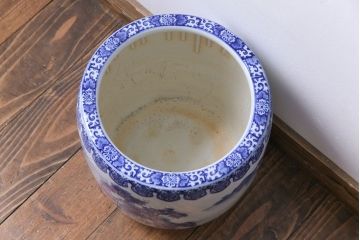 アンティーク雑貨　山水図　日本らしい雰囲気を高める瀬戸火鉢(鉢カバー)
