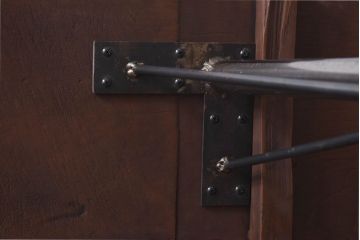 昭和中期　古材をリメイクした味わいのあるアイアンテーブル(作業台、カフェテーブル)