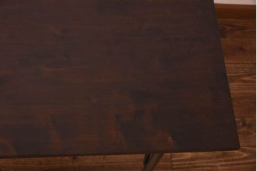 昭和初期　ヒノキ材の落ち着いた木味が魅力のリメイク鉄脚テーブル(作業台、カフェテーブル)