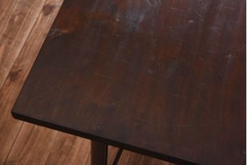 昭和初期　ヒノキ材の落ち着いた木味が魅力のリメイク鉄脚テーブル(作業台、カフェテーブル)