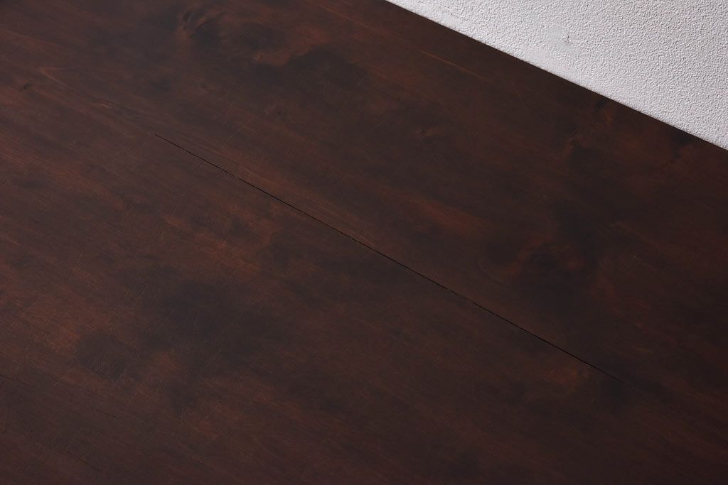 昭和初期　ヒノキ材の落ち着いた木味が魅力のリメイク鉄脚テーブル(作業台、カフェテーブル)