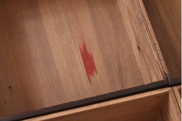 アンティーク家具　和製アンティーク　ヒノキ材　6尺　古い引手が味わい深いタンス(水屋箪笥、引き出し、チェスト)