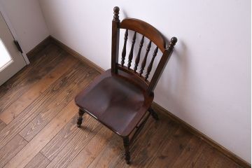 中古　松本民芸家具　#1　アンティーク調にも馴染む安川式スピンドルチェア(ダイニングチェア)(1)