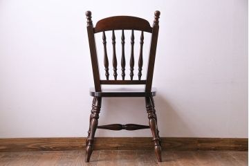 中古　松本民芸家具　#1　アンティーク調にも馴染む安川式スピンドルチェア(ダイニングチェア)(1)