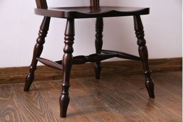 中古　松本民芸家具　#1　アンティーク調にも馴染む安川式スピンドルチェア(ダイニングチェア)(2)