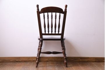 中古　松本民芸家具　#1　アンティーク調にも馴染む安川式スピンドルチェア(ダイニングチェア)(2)