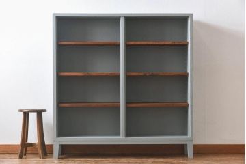 アンティーク家具　ペイントカラーと木のコントラストが素敵なオープンラック(陳列棚、本棚、ブックシェルフ)