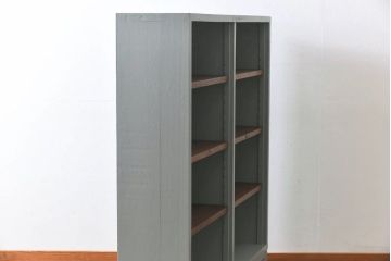 アンティーク家具　ペイントカラーと木のコントラストが素敵なオープンラック(陳列棚、本棚、ブックシェルフ)