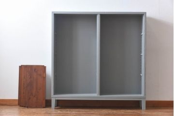 アンティーク家具　ペイントカラーと木のコントラストが素敵なオープンラック(陳列棚、本棚、ブックシェルフ)