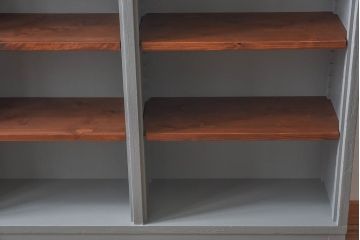 アンティーク家具　ペイントカラーと木のコントラストが素敵なオープンラック(陳列棚、本棚、ブックシェルフ)