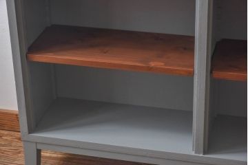 アンティーク家具　ペイントカラーと木のコントラストが素敵なオープンラック(陳列棚、本棚、ブックシェルフ)
