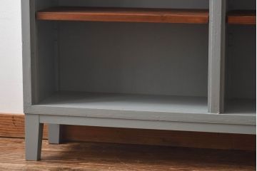 アンティーク家具　ペイントカラーと木のコントラストが素敵なオープンラック(陳列棚、本棚、ブックシェルフ)
