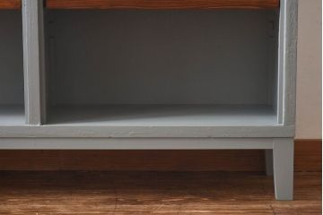 アンティーク家具　ペイントカラーと木のコントラストが素敵なオープンラック(陳列棚、本棚、ブックシェルフ)