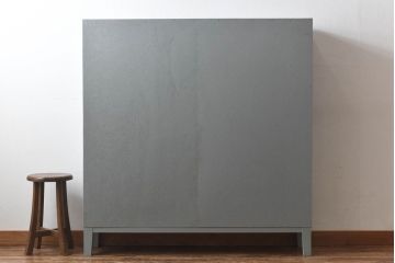 アンティーク家具　ペイントカラーと木のコントラストが素敵なオープンラック(陳列棚、本棚、ブックシェルフ)