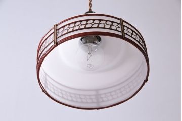 昭和期　花のモチーフが可愛らしいレトロなペンダントライト(天井照明、シェード)