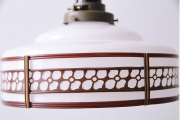 昭和期　花のモチーフが可愛らしいレトロなペンダントライト(天井照明、シェード)