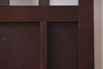 和製アンティーク　ヒノキ材　幅狭 市松模様のガラス入り格子蔵戸(ガラス引き戸、格子戸、建具、玄関戸)