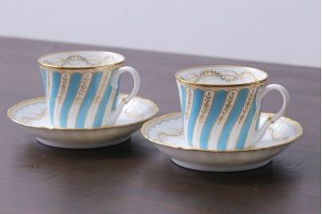 アンティーク雑貨　中古　ノリタケ(Noritake、則武)　ダイヤモンドコレクション印　カップ&ソーサー2客セット(洋食器)(2)